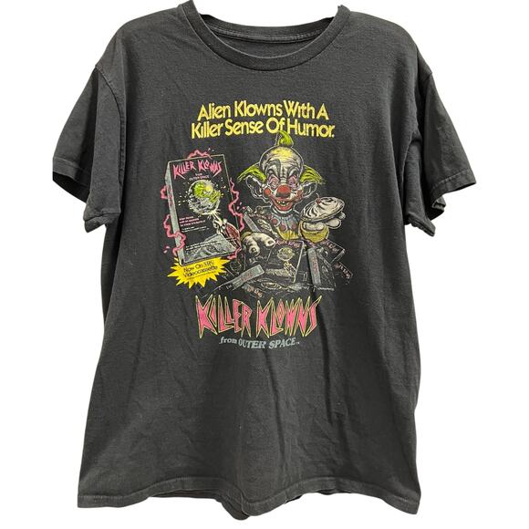 ALIENS KILLER KLOWNS FROM OUTER SPACE 1988 cult classic VHS trashed tee sz L - Picture 1 of 4
